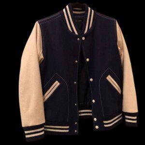 Marc Jacobs Navy Embroidered "Rainbow" Varsity Bomber Jacket, Size S